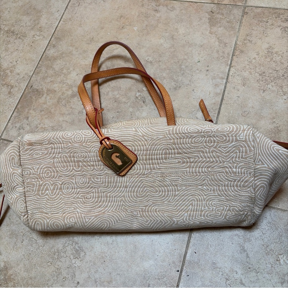 Canvas Tote Bag with Leather Trim - Beige - Picture 6 of 16